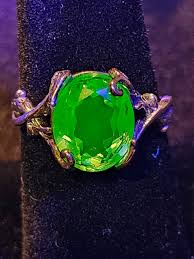 Uranium Glass Adjustable Ring in Sterling Silver With Large ...