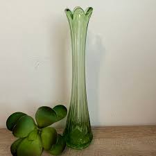 Green Swung Vase - Green Glass - Swung Vase - 13 1/2" Tall ...