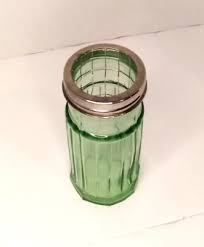 Modern Farmhouse Flower Holder Green Glass Jar Tin Top | eBay