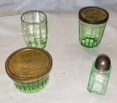Anchor Hocking Green Depr Glass Jam/jelly Jars, Shaker
