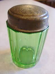 Antique Paden City Vaseline Uranium Green Glass Ornate Brass ...