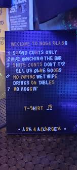 Sign at bar @ NQ64 : r/Scotland