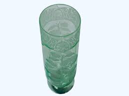 Light Green Glass Tall Flower Vase For Sale at 1stDibs