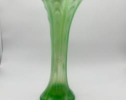 Antique Dugan Pulled Loop Green Opalescent Swung Vase, Circa ...