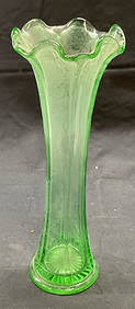 Vintage Uranium Glass Vase 8.5x6"