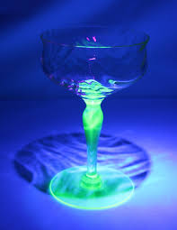 Tall Sherbet/Champagne uranium Glass, Green & Clear | eBay