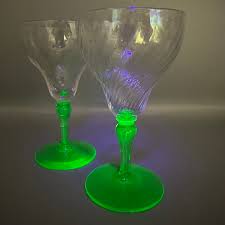 A Pair of Vintage Swirl Glass Wine Glasses Iridescent Clear ...