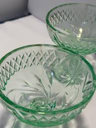 1920s Diamond Floral Green Uranium Glass Sherbert Cups - Etsy