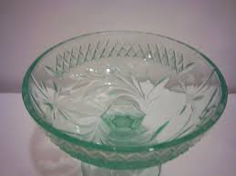 Floral and Diamond Green Footed Dessert Dish by U.S. Glass Company Replacement Discontinued Discounted Vintagefindsfound Rare Find - Etsy