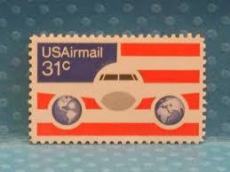 Five Unused Vintage 1976 31c Airmail Stamps - Plane, Globes ...