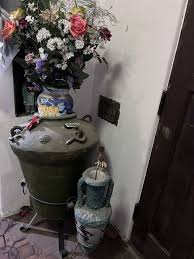 Large Ceramic Pot And Smaller Decorative Case With Fabric ...