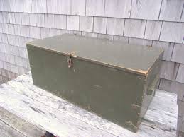 Vintage WW2 Military Footlocker Steamer Storage Trunk With ...