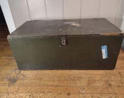 Vintage Olive Green Military Footlocker: Rustic Coffee Table ...