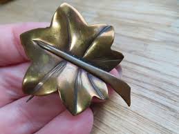 Genuine Arts and Crafts Copper Leaf Brooch - Etsy