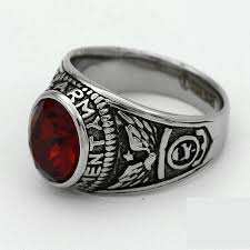Men's,Stainless Steel Silver,Red Cubic Zirconia US ARMY Rings 8-13.BOX | eBay