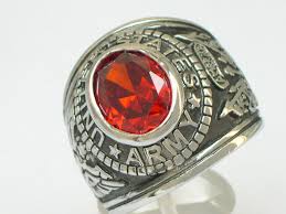 12X10 mm United States Army Military January Red CZ Stone Men Rhodium Ring 7-15 | eBay