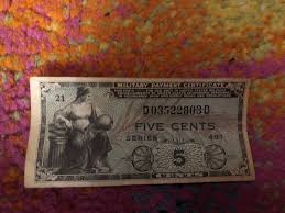 Vintage Korean War military 5 cents payment certificate | eBay