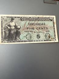 Series 481 Five C Military Payment Certificate Net VG+ w ...