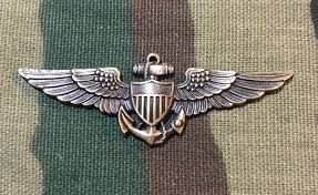 US NAVY USN AVIATOR PILOT WINGS; ANTIQUE GOLD ...
