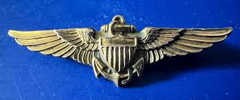 US NAVAL AND MARINE AVIATOR'S OVERSEAS CAP WING-STERLING PIN ...