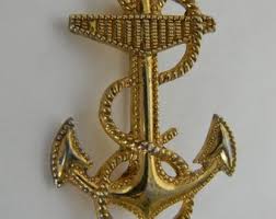 Art Deco Anchor Brooch... Plain Shiny Chrome Plate... C.1930s - Etsy