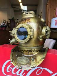 Antique Heavy Diving Divers 18" Navy Mark V Solid Vintage Divers Helmet Decor | eBay