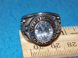 VINTAGE - U.S. NAVY MEN'S CLEAR Stone Ring Size 11.5 ...