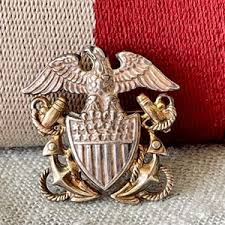 Vintage USN Officer Cap Badge Lapel Pin Sterling Silver Gold Filled Navy Eagle Crossed Anchor Military Pin FJ230 - Etsy