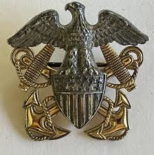 Vintage Navy Officer's Cap Badge Sterling and Gold - Etsy