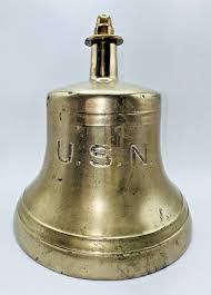 U.S.N. UNITED STATES NAVY Ship's Brass Bell w Bracket ...