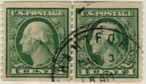 452 - 1915 1c Washington, Green, Single Line Watermark, Perf. 10 Vertically - Mystic Stamp Company