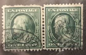 Two Scott 331 Pair of Rare Ben Franklin One Cent Green US Postage Stamp 1908 | eBay