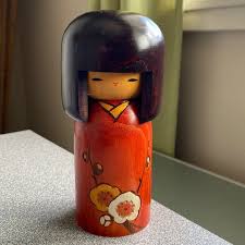 Art | Japanese Kokeshi Doll Wbeautiful Kimono Wplum Blossoms ...