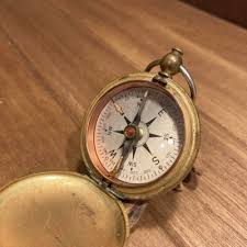 Brass Vintage Compass Pocket Watch Sweetheart Jewelry ...