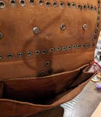 Vintage Handmade Leather Coin Accent Crossbody Brown Bag - Etsy