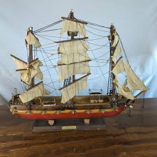 Vintage Wooden Model Boat SS United States 1787 Frigate Art ...