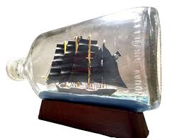 Handmade Pirate Ship in a Bottle - 7 1/4 Inch Masterpiece