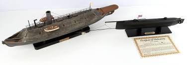 Sold at Auction: CIVIL WAR CSS VIRGINIA BOAT AND CSS HUNLEY MODELS