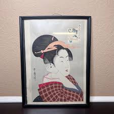 Vintage Japanese Woodblock Print Kitagawa Utamaro, Fusli Gabo (courtesan/ Geisha), Ukiyo-e, Framed Art, Bijin Okubi-e, Asian Decor, Japan - Etsy Canada