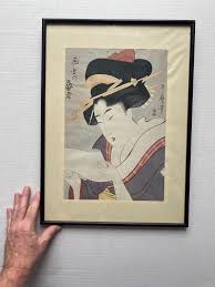 Stampa di una geisha di Kitagawa Utamaro: riproduzione di una xilografia giapponese incorniciata di metà secolo - Etsy Italia