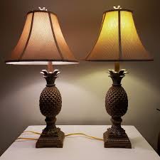 A Pair of 29" Brown & Gold Pinapple Table Lamp (TESTED ...