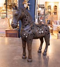 1990s Iron Horse Sculpture with Ornamental Filigree Design ...