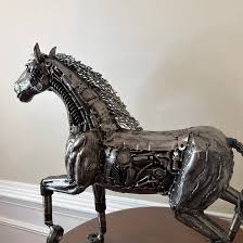 Vintage Industrial Recycled Metal Horse Sculpture Signed ...