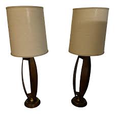 Mid Century Danish Teak Lamps with Shades - a Pair | Chairish