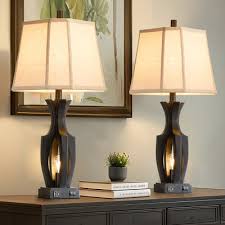 Astoria Grand 26 "wood grain table lamp with night light and ...