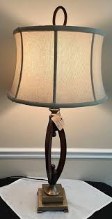 NEW! UTTERMOST WOOD & BRASS TABLE LAMP (ONE AVAILABLE)