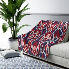 Red White and Blue Ikat Pattern, Cozy Sherpa Fleece Blanket ...