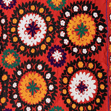 6x7.7 ft Silk Embroidery Suzani Bedspread, Vintage Wall ...