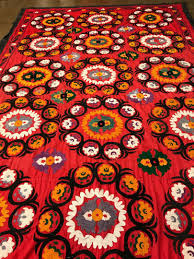 Large Uzbec Suzani Embroidery 12'4" X 6'11" | Chairish