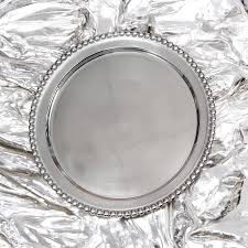 Round Serving Tray | Beaded Edge Aluminum Tray, 14"